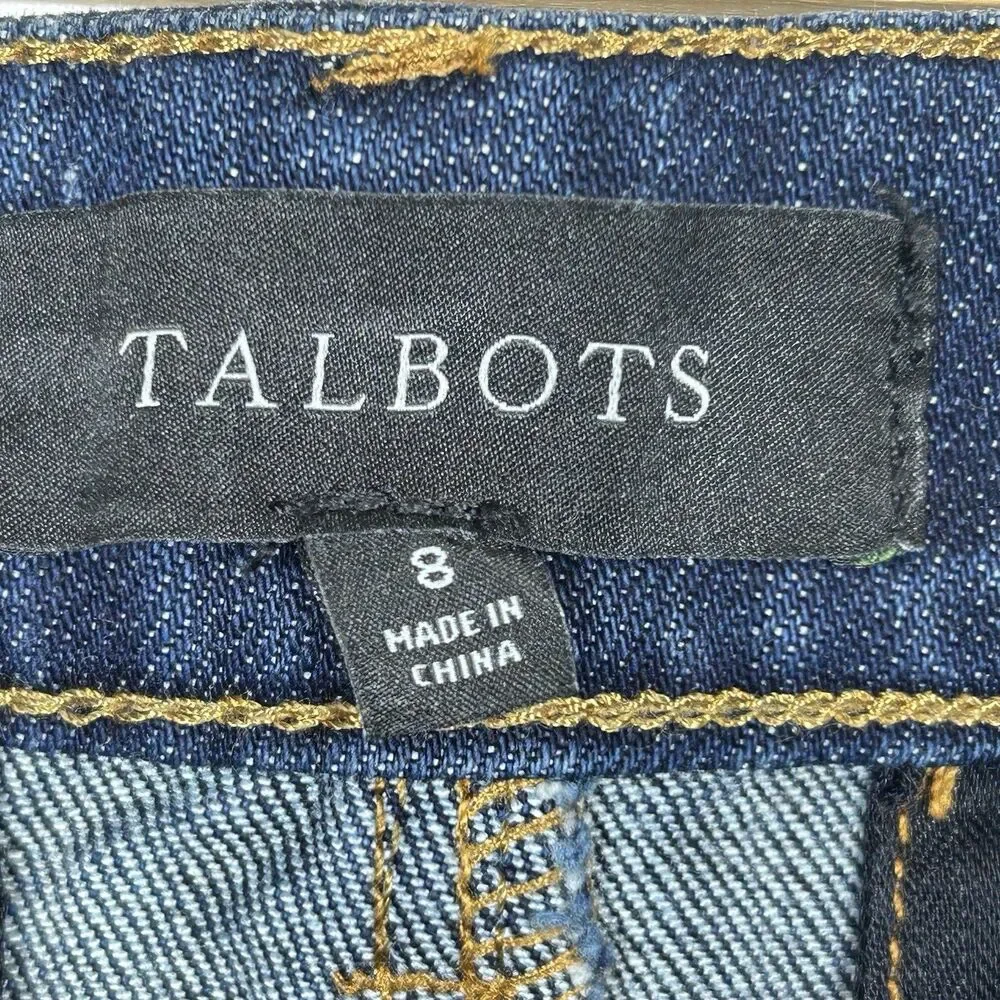 Talbots Dark Denim Jean Skirt Women's Size 8 Button Fly Dark Wash Casual Boho